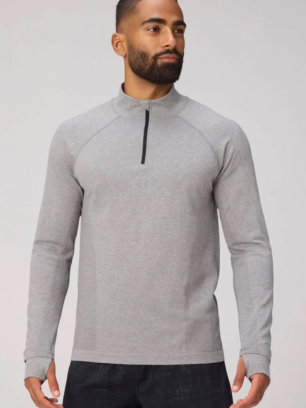 Men's Fabletics The Training Day Quarter Zip Pullover Mid Grey Heather Large